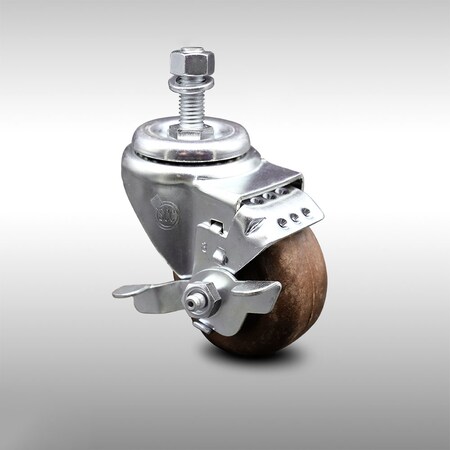 Service Caster 3.5 Inch SS High Temp Glass Filled Nylon 1/2 Inch Threaded Stem Caster with Brake SCC-SSTS20S3514-GFNSHT-TLB-121315